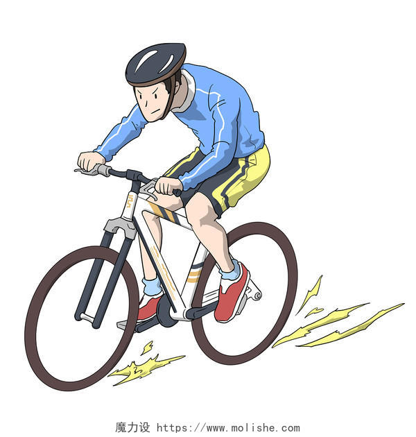 手绘卡通自行车比赛运动员人物素材